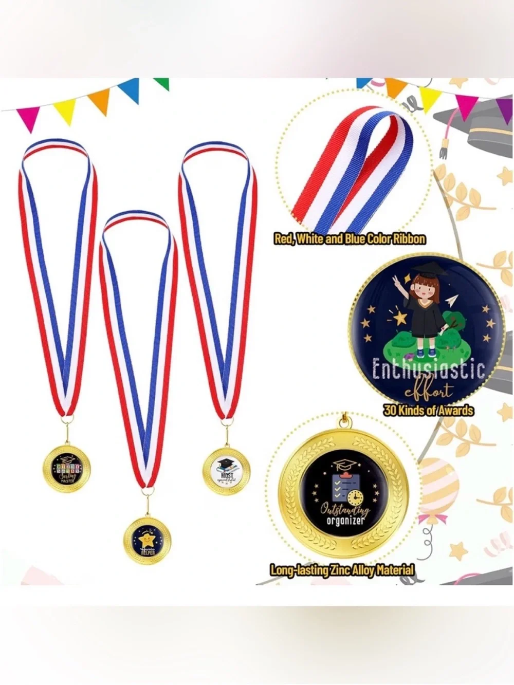Kindergarten Graduation Education Award Medals for Students 30 Count